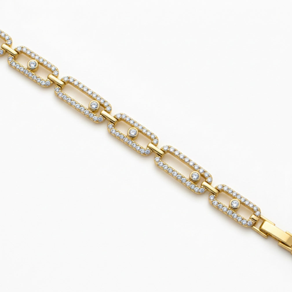 Premium Seri Zirkon Bileklik 14k Altın Kaplama