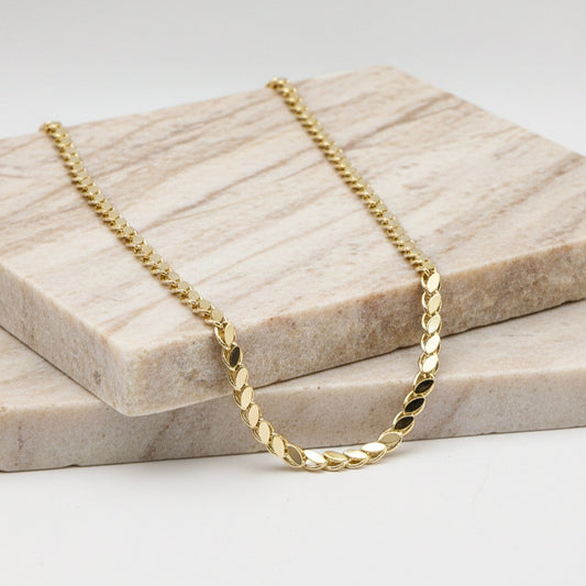 Klasik Arpa Zincir Kolye - 14K Altın Kaplama Uzun Model 60 cm