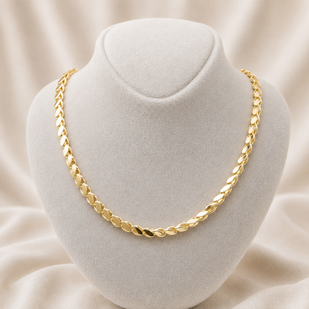 Klasik Arpa Zincir Kolye - 14K Altın Kaplama Uzun Model 60 cm