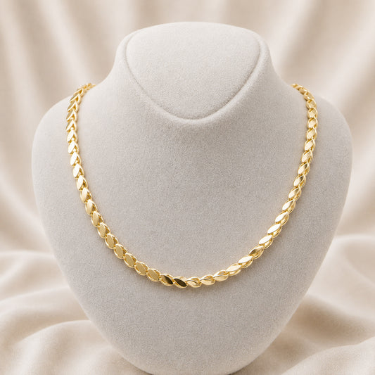 Klasik Arpa Zincir Kolye - 14K Altın Kaplama 45 cm